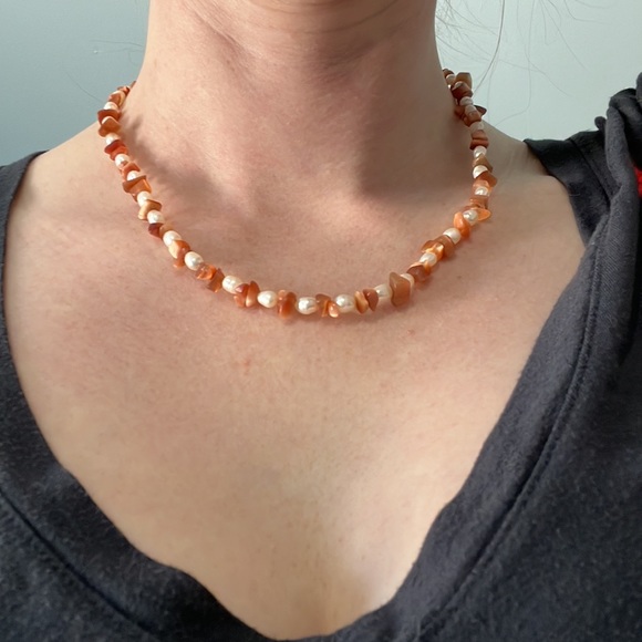 Bracelet and necklace, fresh water peals and stones - Picture 1 of 4